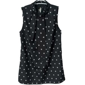 JACOB polka dot sleeveless blouse top with bow tie